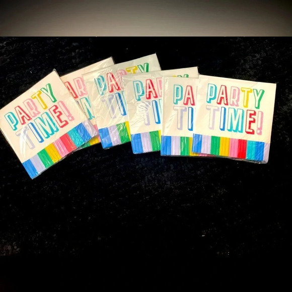 Party time bright and cheerful fringe 16 count napkins bundle - Picture 1 of 3